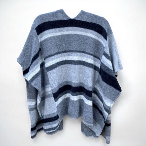 Splendid Gray Striped Soft Cashmere/Wool Cardigan/Cape One Size EUC! - Picture 3 of 8